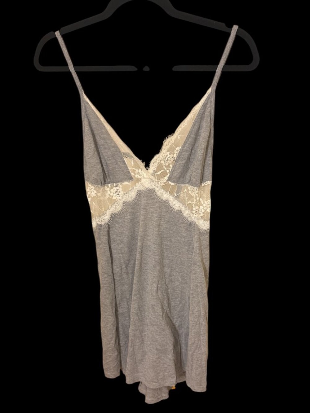 Mapale Women's Gray Lace Trim Nightgown Sleep Shirt
